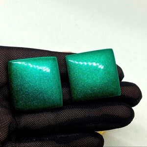 Vintage Green Square Earrings
